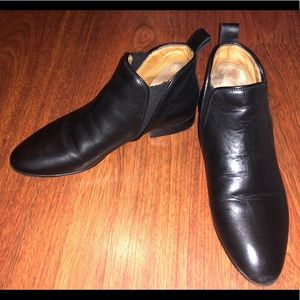 Chloe Pointed Toe Black Leather Chelsea Ankle Boot